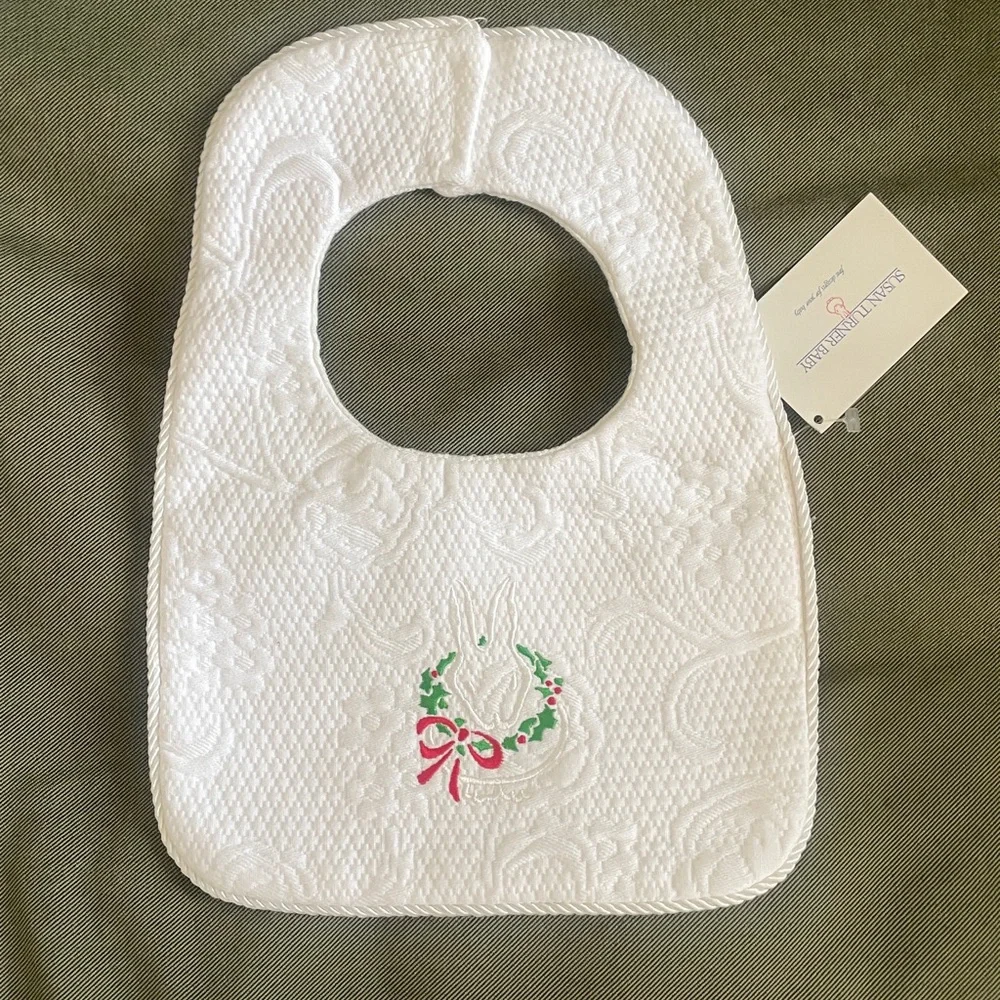 Vintage Christmas Baby Matching Set Bib and Bloomers Embroidered NWT